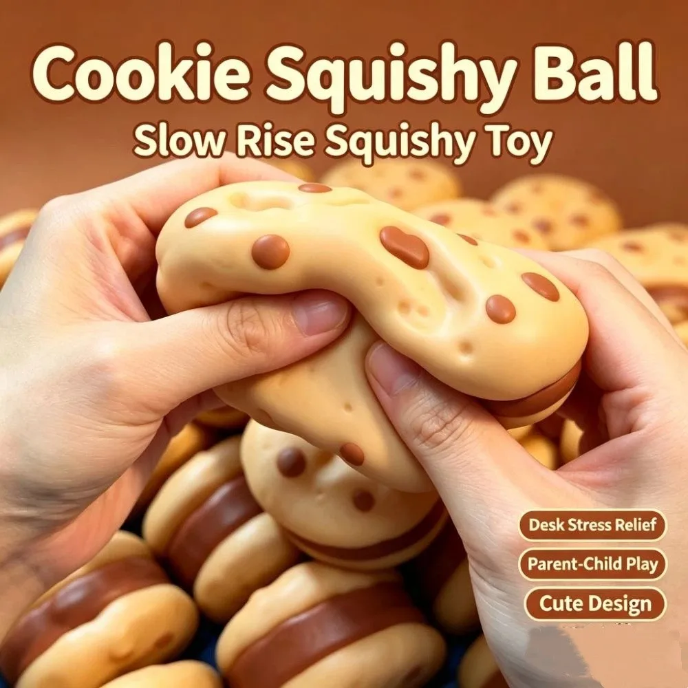 Crunchy Chocolate Cookie Squeeze Moldable Sound Effects Crackling Cookie Squishy Hand Relax Soft DIY Empty Ball Skin