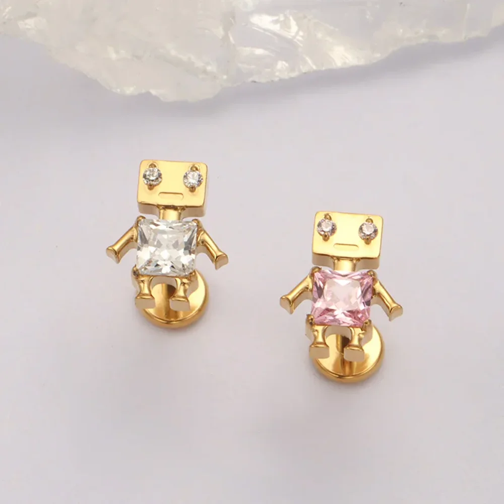 ASTM F136 Titanium Alloy 2026 Implant-Grade Zirconia Ear Cartilage Lip Stud Fashion Earring Body Piercing Jewelry for Women view 5