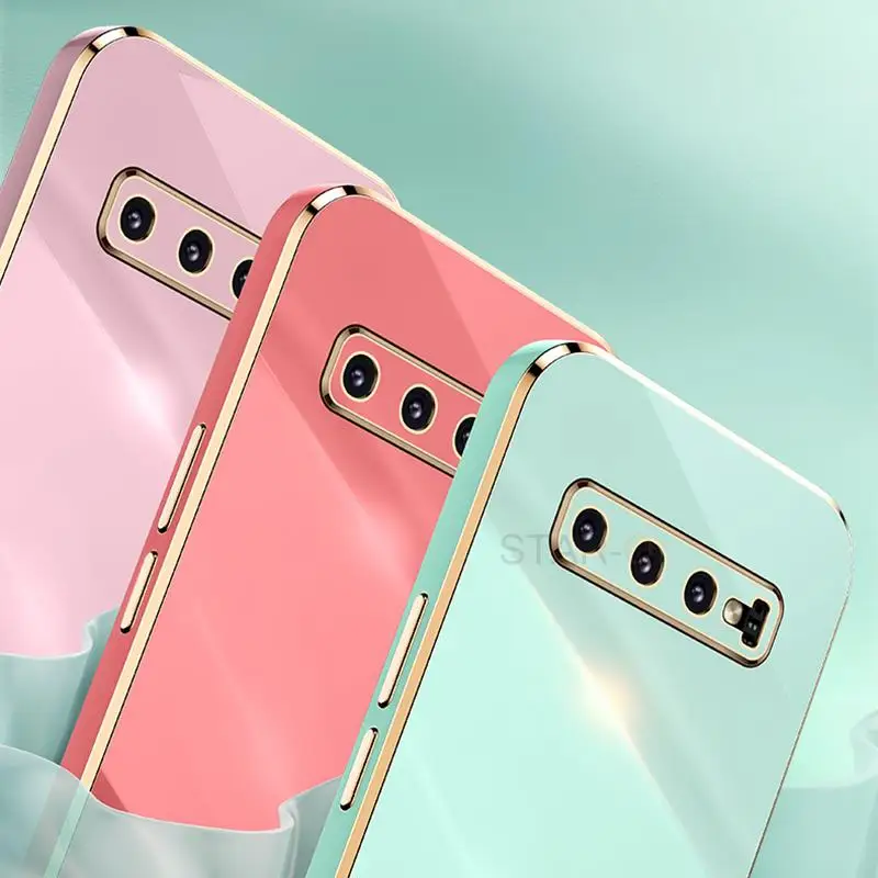 Plating Ring Holder Stand Etui na telefon do Samsung Galaxy S10 Plus S10 Plus S 10. Luksusowy złoty zderzak Miękki silikonowy pokrowiec