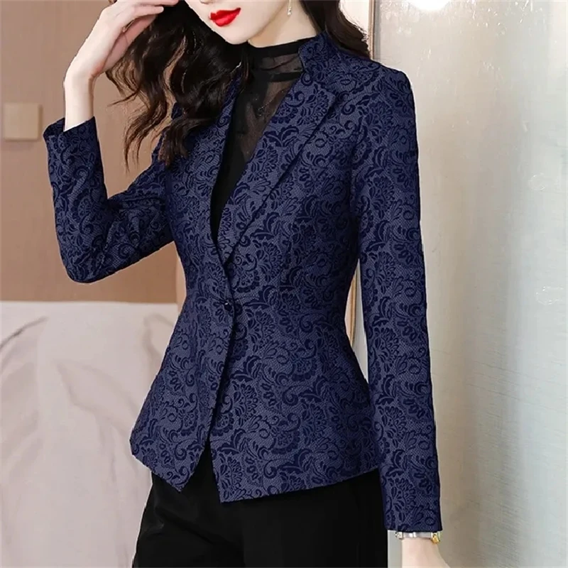 Chaqueta de traje para mujer, prendas de vestir profesionales con temperamento para primavera y otoño, chaqueta cómoda a la moda para mujer 2025