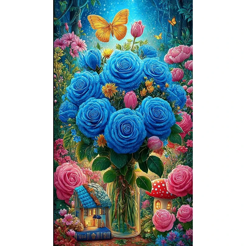 

9ct 120x75cm Blue Flowers Embroidery DIY Chinese Style Printed Kits Cross Stitch Needlework Set Home Decor Crafts