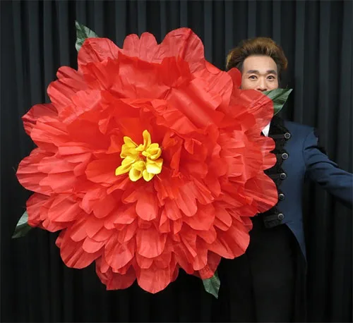 Peony Production (100cm,Yellow/Red/Blue/Pink Color available) Magic Trick Funny Stage Magic Empty Hand Appearing Flower Magie