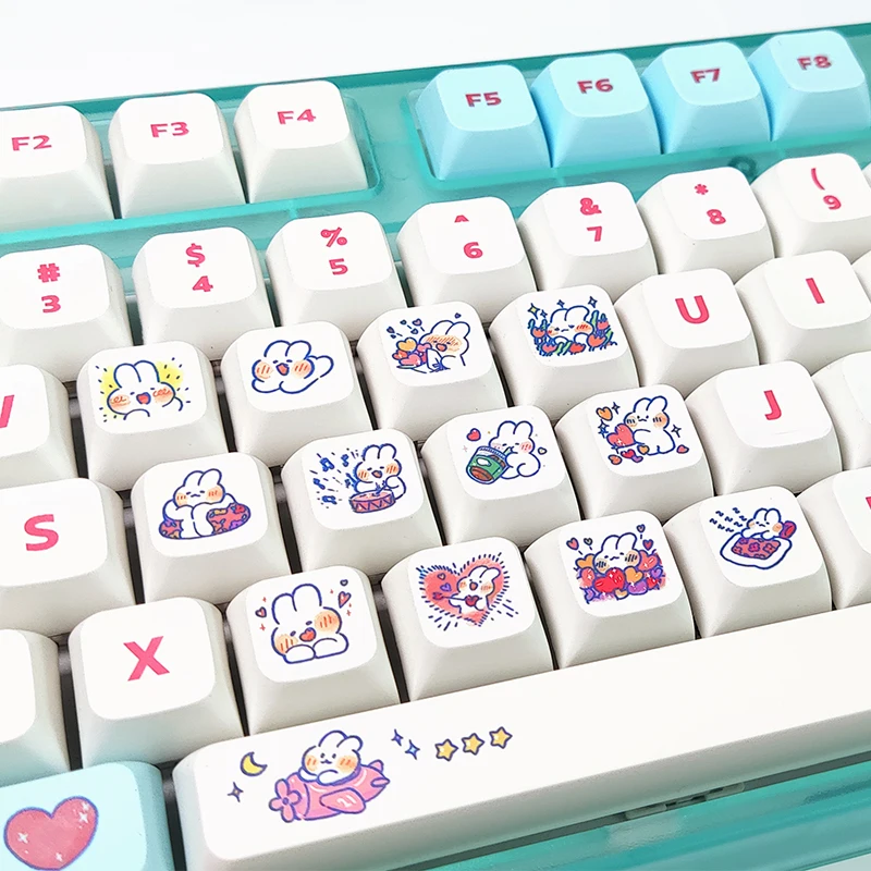 

146 Keys/Set White Theme Bunny Rabbit Xda Original Height Pbt Mechanical Keyboard Keycap for Cherry mx Switch Keyboards