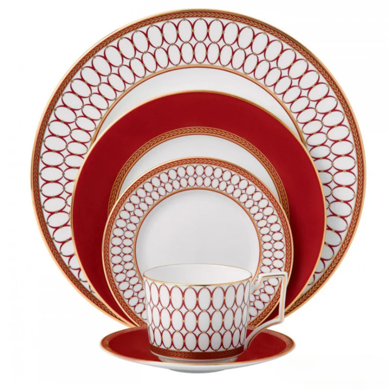 Restaurant Bone Porcelain Steak Plate Sample Room Decoration Tablecloth Ceramic Western Cuisine Plate Coffee  Cup Pastry Plate