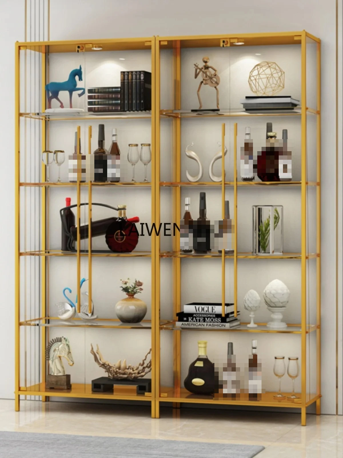 CY glass wine cabinet against the wall commercial living room light luxury aluminum alloy wine cabinet