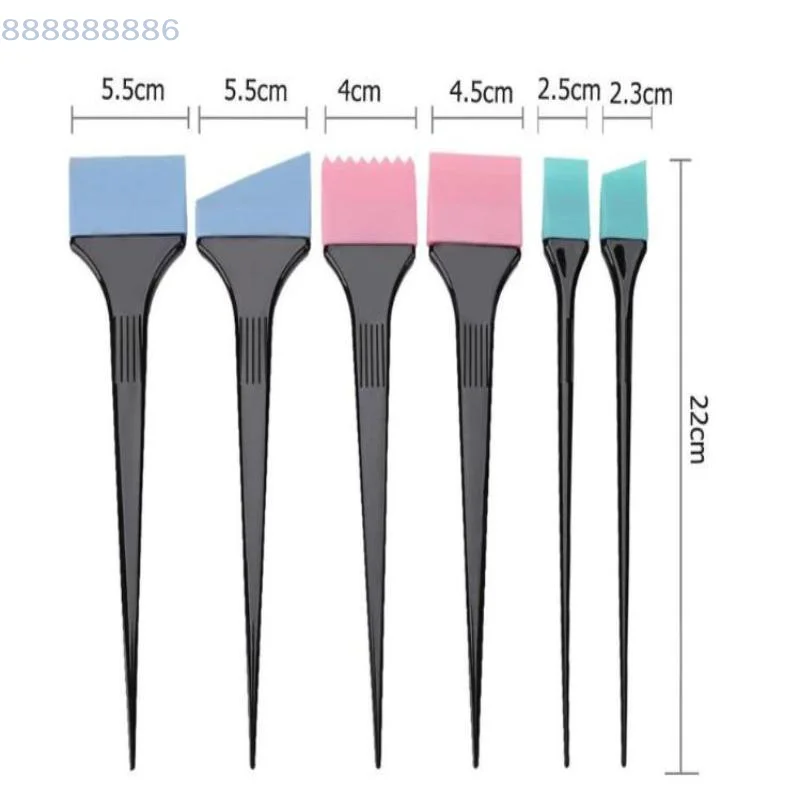 

6pcs Silicone Hair Dyeing Brushes Random Colors Spatula Mixing Stirrer Kit Professional Salon Hair Styling Tools