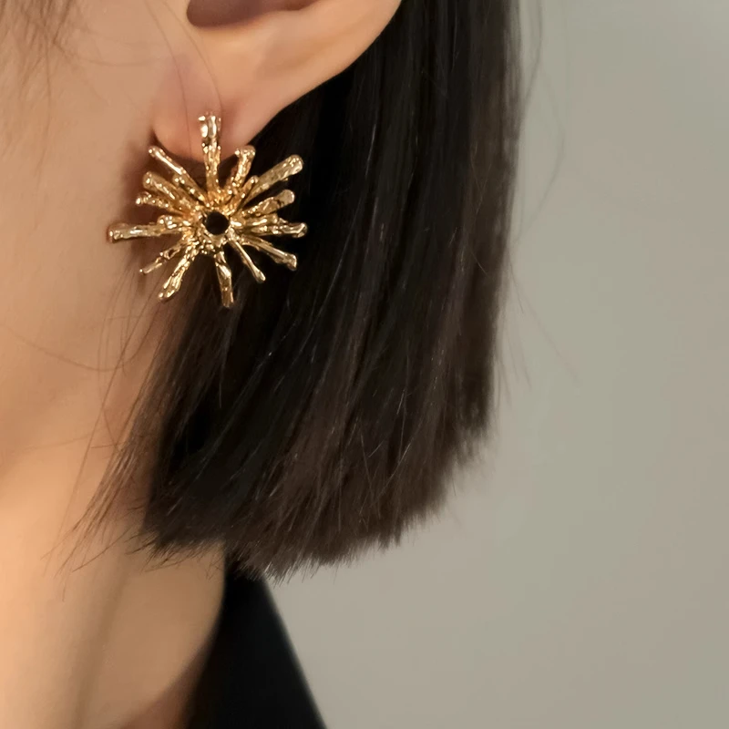 

Retro temperament European and American metal sunflower earrings