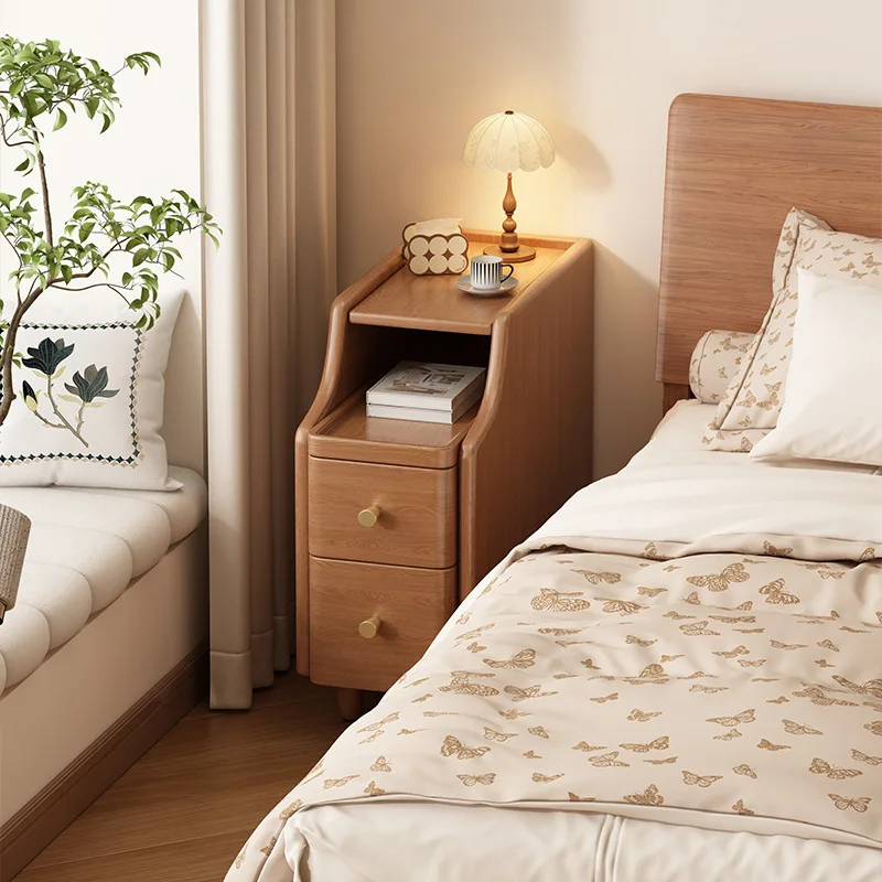 Nachttisch mit schmalem Rahmen für den Haushalt, kleiner Beistelltisch für das Schlafzimmer, einfacher Nachttisch mit Stauraum, 20–30 cm schmaler Beistellschrank