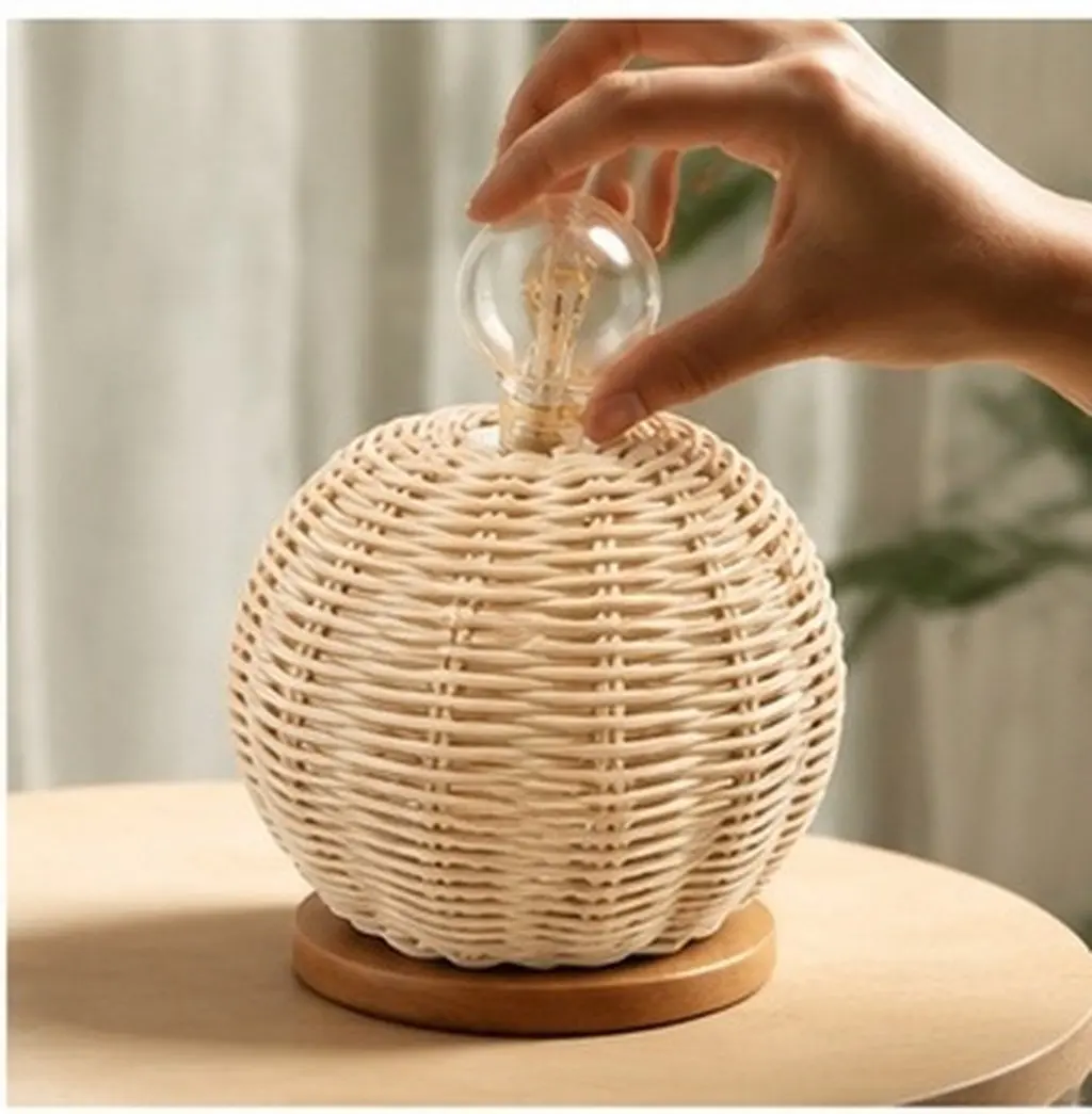 Rattan Woven Lamp Base Handcrafted Decorative Lamp Stand for Table Lighting and Home Decor