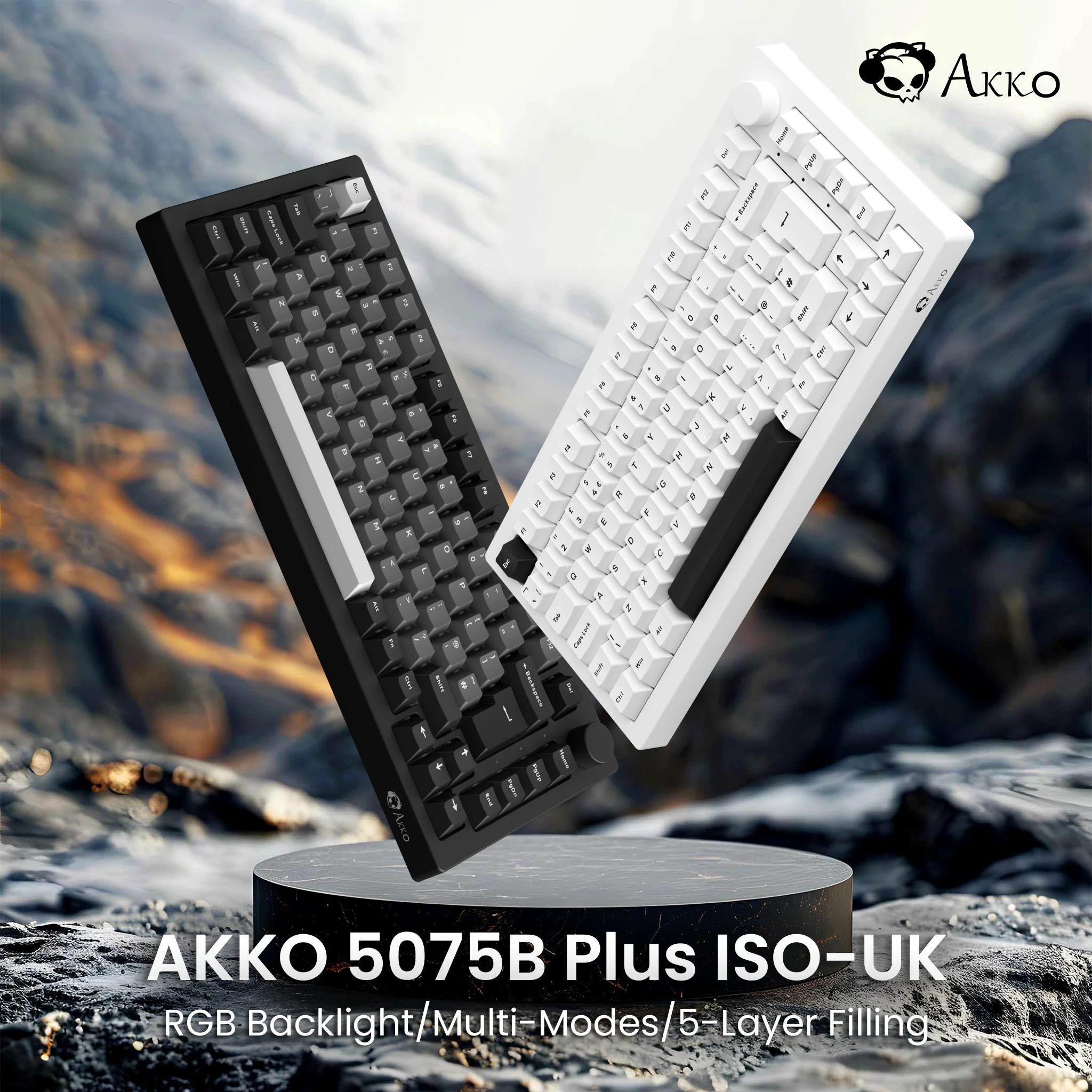 Akko 5075B Plus  75% ISO-DE/UK/Nordic Mechanical Gaming Keyboard  Hot Swap Multi-Modes 2.4GHz /USB Type-C/BT 5.0