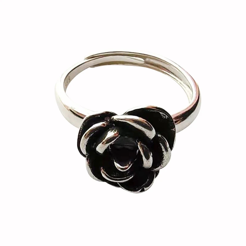 Punk Rose Ring Opening Adjustable Retro Female Self Defense Women Safety Protection Girl Women Fashion Jewelry Party Decoration