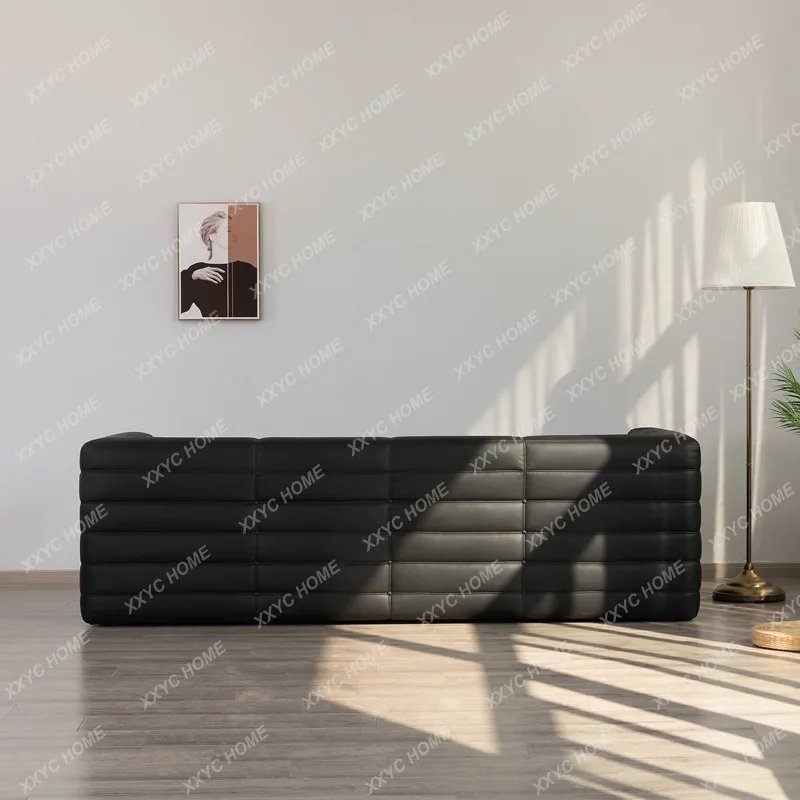 A Antique Black Waterproof Cat Scratch Resistant Double Leather Sofa
