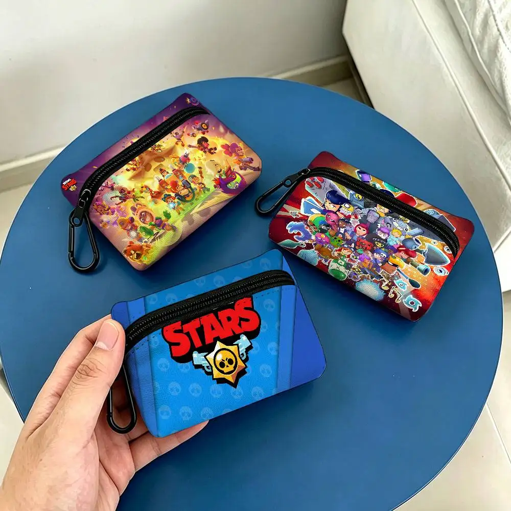 Strategy game B-BRAWL STARS Oxford Coin Wallet Detachable Carabiner Hook Compact Storage Bag For Outdoor Shopping Accessory