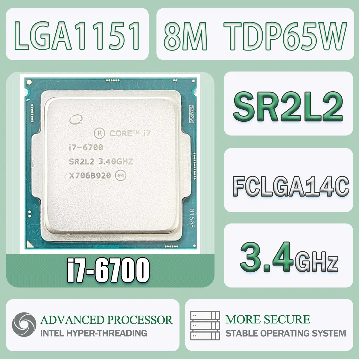 Intel Core I7-6700 3,4 GHz 8M TDP65W I7 4785T ordenador CPU procesador servidor FC-LGA14C paquete LGA1151