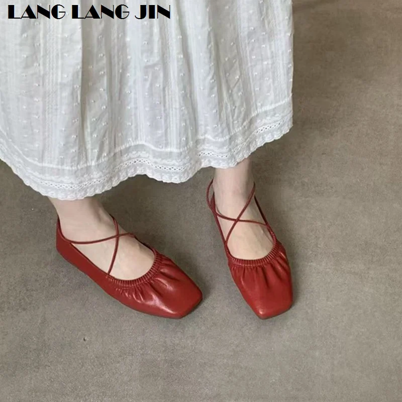 2026 Women Flats Shoes Fashion SquareToe Shallow Slip On Ladies Soft Ladies Mary Jane Ballerina Female Flats Casual Ballet Mujer