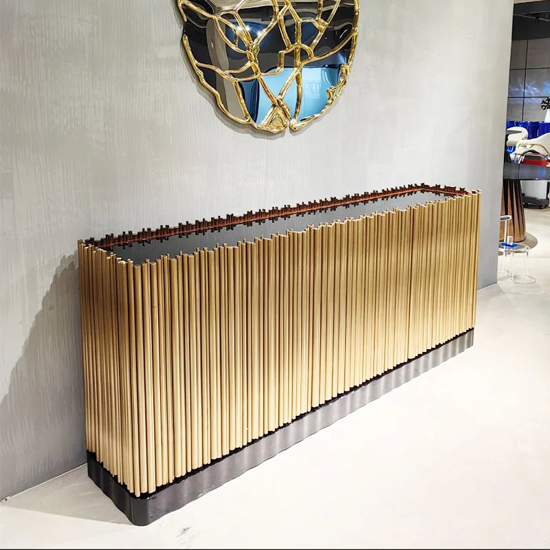 

Light luxury stainless steel door cabinet, luxury restaurant, household dining side cabinet