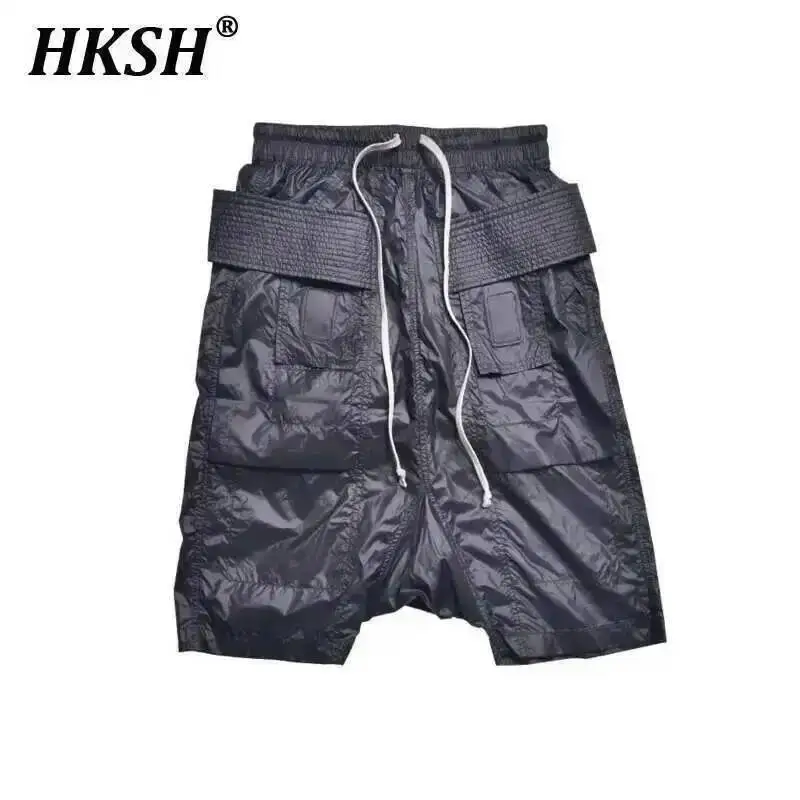 HKSH Wiosna Lato Nowe Cienkie Spodnie do Kolan Młodzieżowe Szorty Modowe Mężczyźni Ins Tide Chic Dark Niche Design Capris HK0825