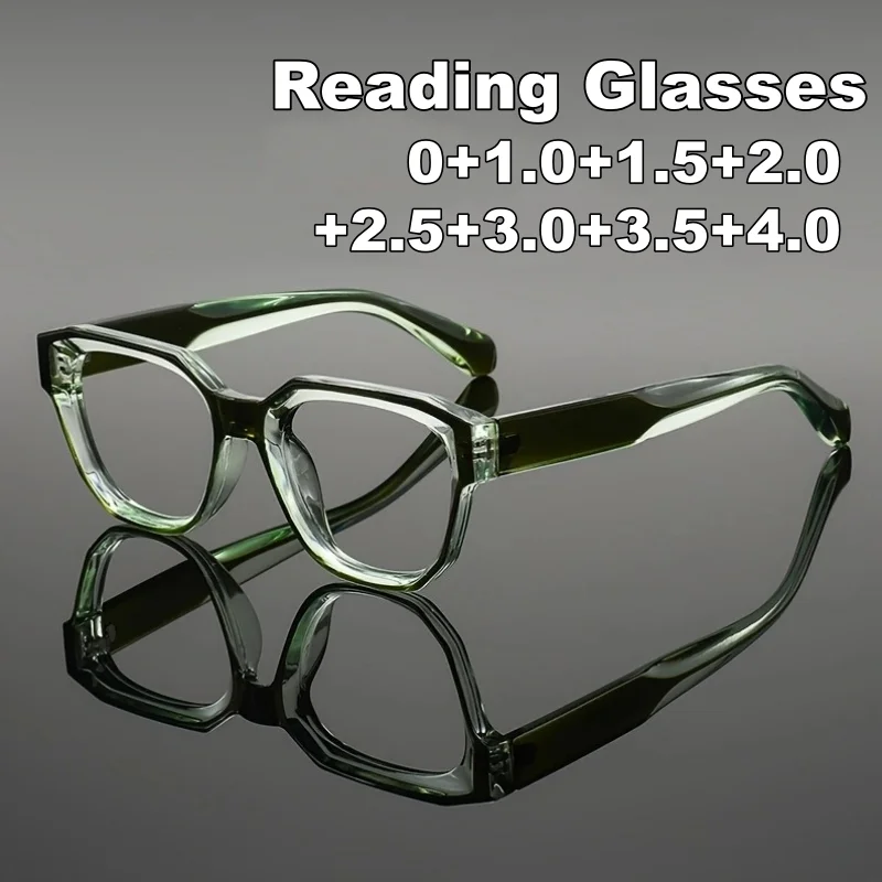 

Fashion Oversized Square Reading Glasses Men's and Women's Ultra-Light Blue Light Blocking Far Sight Glasses Diopter 0 To +4.0