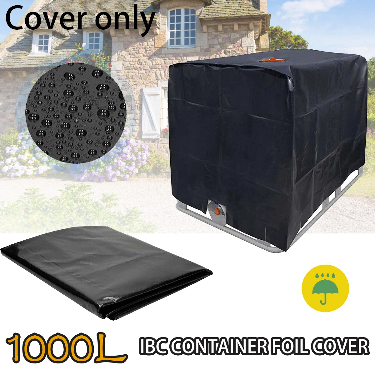 IBC Outdoor Water Tank Cover for Gardens and Terraces - Durable Black Polyester Material 4 Colors IBC Outdoor Rain Tank Cover