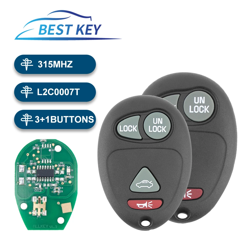 BEST KEY 3/4 Buttons 315Mhz Remote Key For Chevrolet Colorado Canyon H3 2006 2007 2008 2009 2010 For Buick L2C0007T