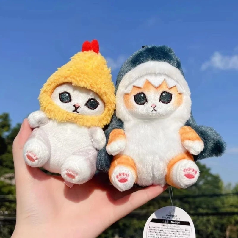 Kawaii Anime Hobby Tempura frite Shrimp Shark Cat Cartoon Cute Kitten Plush Doll llavero bolso colgante niños niñas regalo de cumpleaños