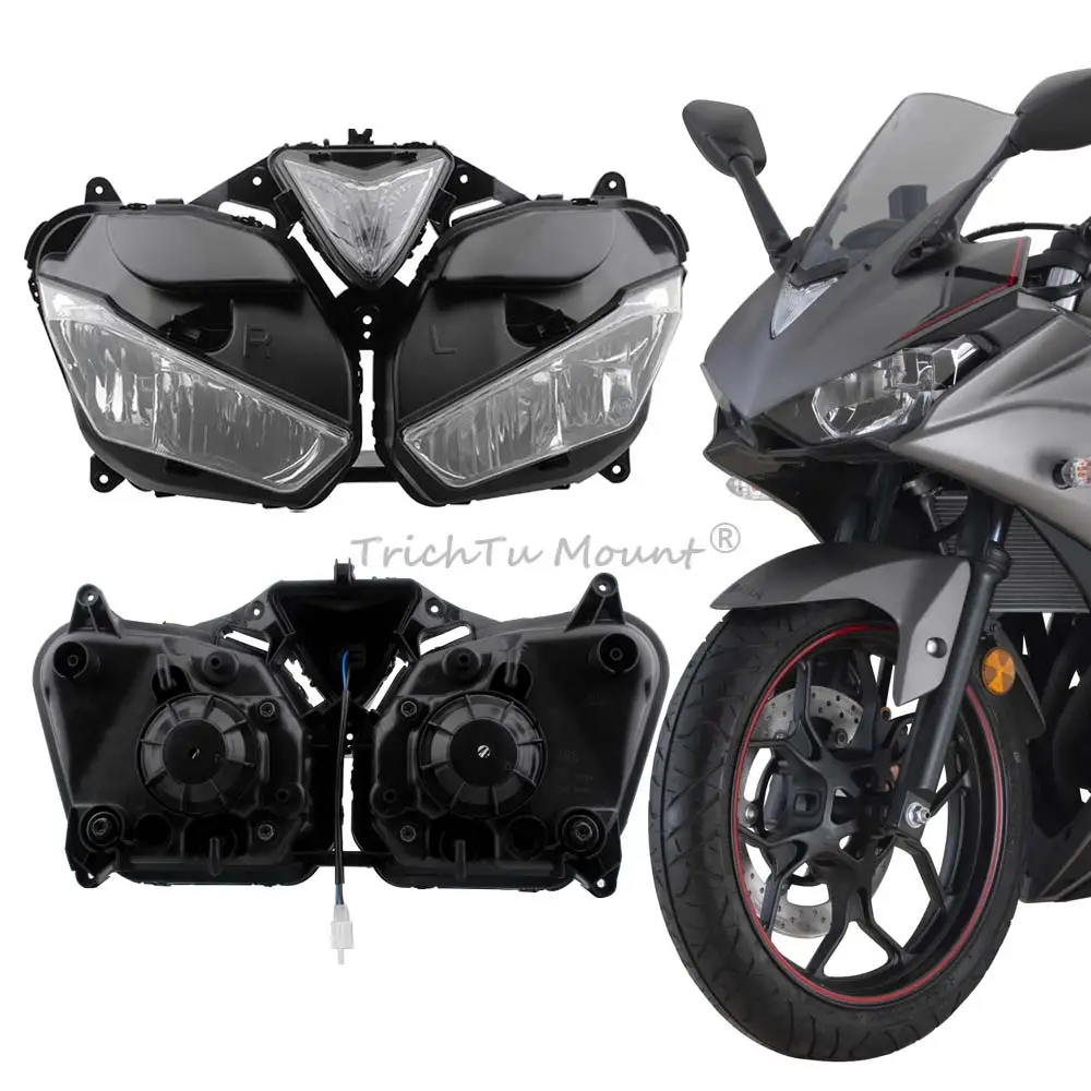 ABS Head Light Shell Motorcycle Front Headlight Assembly Housing Cover For Yamaha YZF-R25 YZF R25 YZF R3 2014-2018 Waterproof