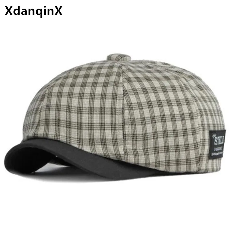 New Autumn Retro Plaid Newsboy Caps For Men Women Snapback Cap Thin Casual Shopping Travel Hat Personality Literary Artist Hats