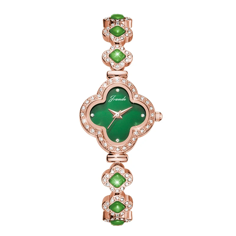 

Luxury Woman Wristwatch Steel Green Rhinestone Waterproof Quartz Hand Clock Gift for Her Pointer Ladies Bracelet Watch Diamond