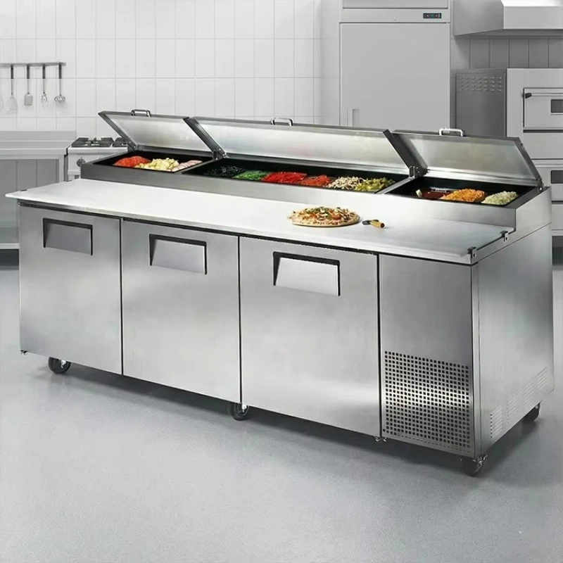 2 Door Commercial Pizza Preparation Table with Air Cooling Refrigeration for Small Cafe