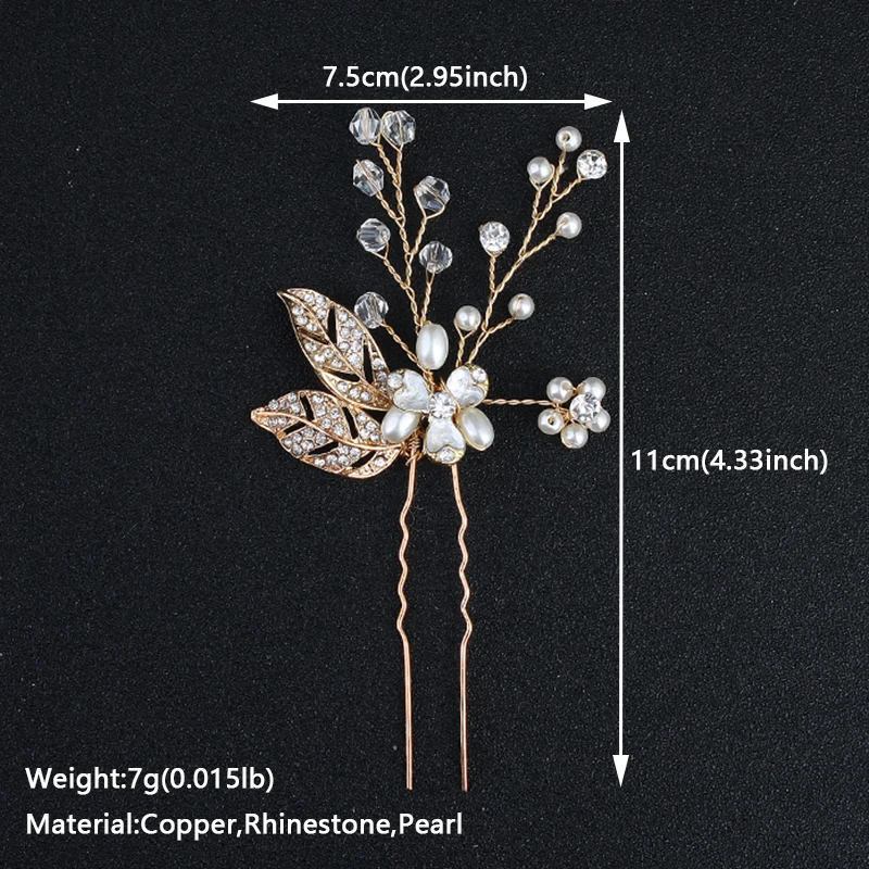 Pearl Flower Hair Pins Forks Clips for Women Crystal Hairpins Bridal Wedding Hair Accessories  Bride Headpiece Bridesmaid Gift