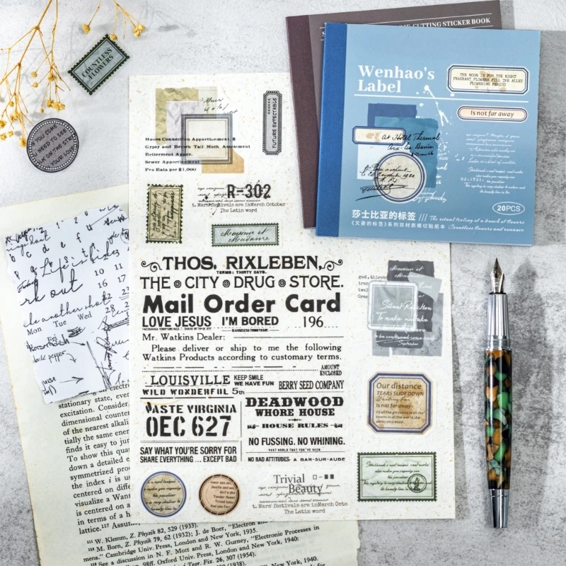 Vintage Literature Sticker PET Sticker Artistic Sticker Scrapbooking Paper for Journal Planner Phone Case Photo Album F19E