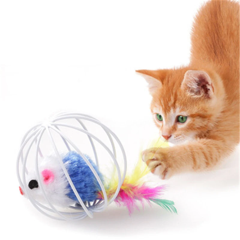 1Pcs Colorful Cat Toys Round Shape Mouse Cage Funny Toys Cat Teaser Toy Pet Product Supplies