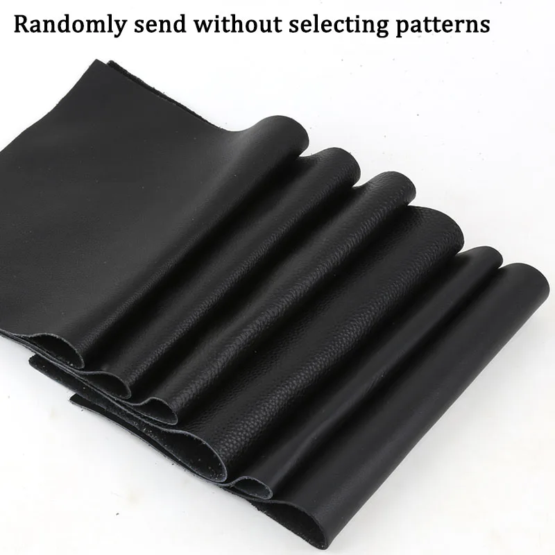 Black top layer cowhide, genuine leather, drop grain lychee grain fine grain plain weave soft cowhide, handmade DIY leather bag,
