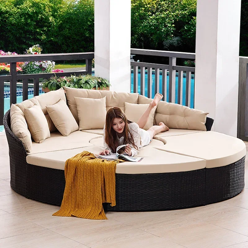 

Outdoor lounger courtyard swimming pool terrace rattan round bed sun room wicker sofa sofa balcony lounger