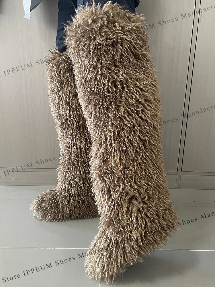 

IPPEUM Thigh High Mongolian Boots For Women Winter Plush Long Boots 2025 Knee High Boots Over The Knee High Shoes