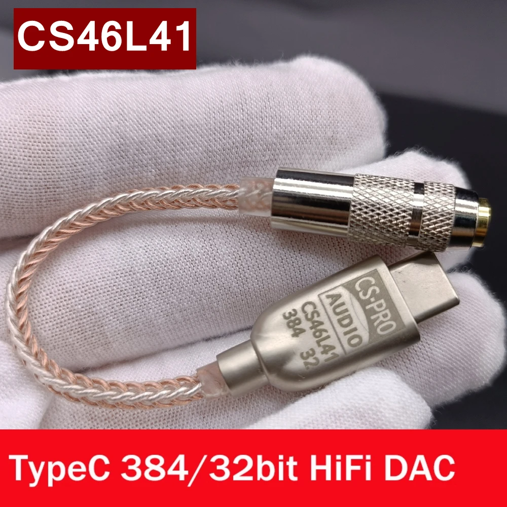 CS46L41 USB Type-c Ke 3.5Mm Headphone Amplifier Decoding DAC HiFi Earphone Audio Antarmuka Adaptor 32bit 384KHz Penguat Suara
