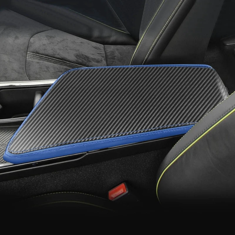 Car Carbon Fiber Center Console Lid Armrest Box Leather Protective Cushion Pad For KIA EV6 2021 2022 LHD