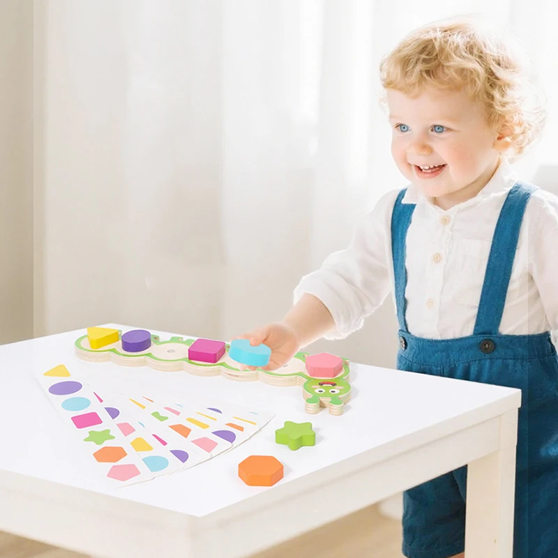 

Montessori Magnetic Caterpillar Puzzles Children's Toy Color Shape Matching Logical Thinking Training Puzzle Board Game For Kids
