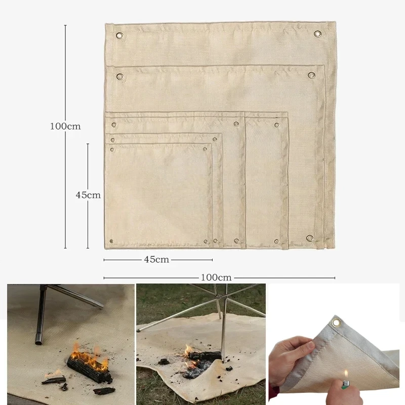 Camping Fireproof Mat Heat Resistant Blanket Outdoor Fire Pit Pad BBQ Grill Insulation Mat Flame Retardant Ground Protector