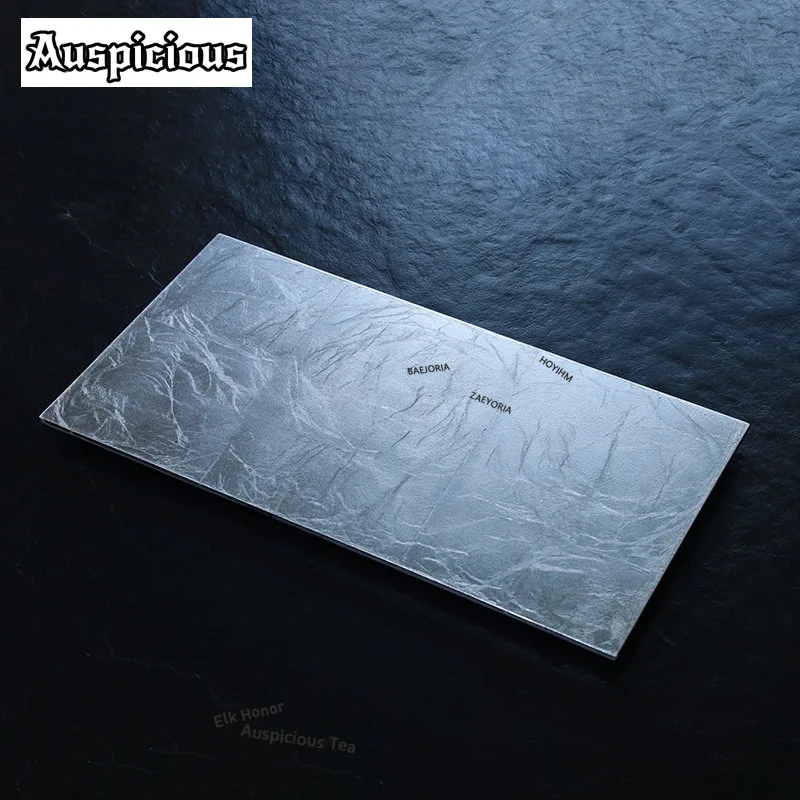 ZAEYORIA Handmade Silver Foil Lacquer Rectangular Tea Tray Dried Fruit Plate Coffee Storage Board Cutlery Organizer Dishe Teaset