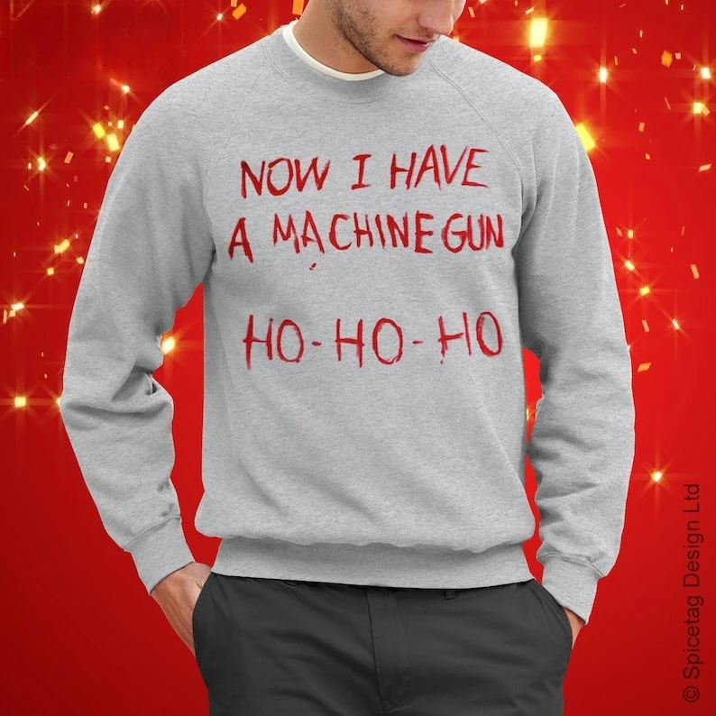 Agora eu tenho uma metralhadora filme jumper filme moletom fantasia vestido natal ho urze cinza dia das bruxas manter quente manga longa