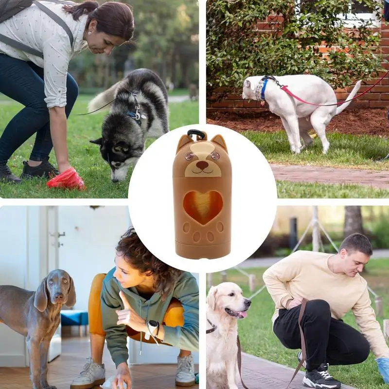 Cute Dog Shape Garbage Bags Poop Bag Dispenser Portable Dog Poop Waste Bag Holder Outdoor Puppy Cat Pick Up Organizer