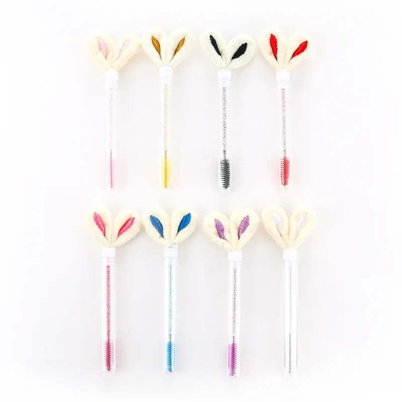 10pcs Rabbit Ear Eyelash Tube Brush Lash Extension Micro Brushes Eyebrow Comb Cute Mascara Wand eyelashes Lifting Makeup Tool