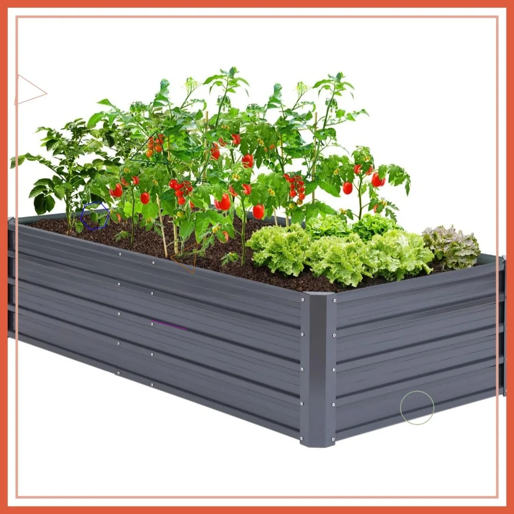 

6x3x1.5 FT Galvanized Steel Raised Garden Bed for Vegetables and Flowers, Rustproof Outdoor Planter Box with Open Bottom Design