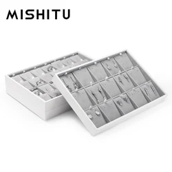 MISHITU Velvet Stackable Jewelry Display Tray Rings Earrings Pendant Necklace Organizer Display Showcase Jewelry Storage Trays