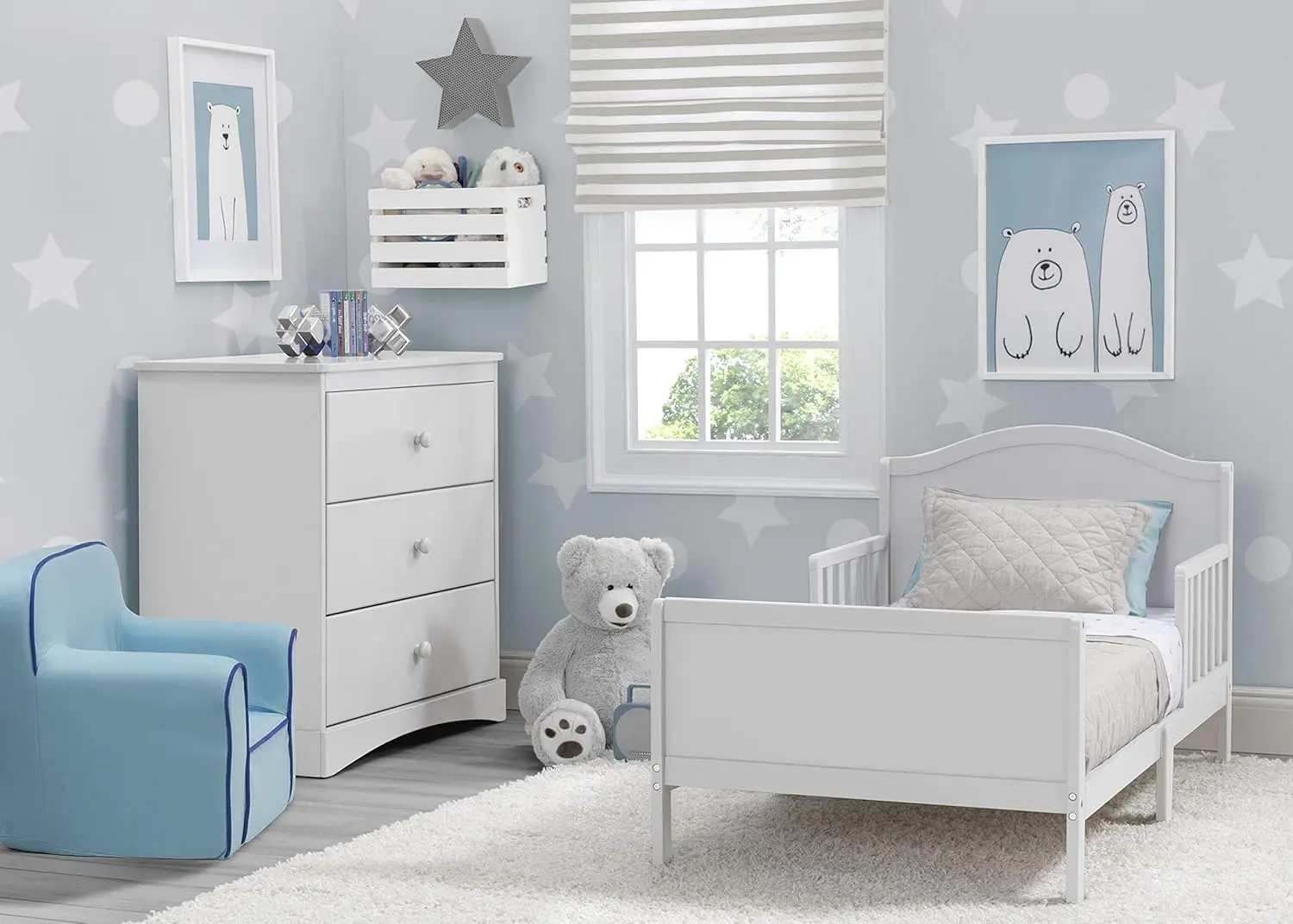 Letto per bambini in legno Bennett per bambini - Certificato Greenguard Gold, Bianca White