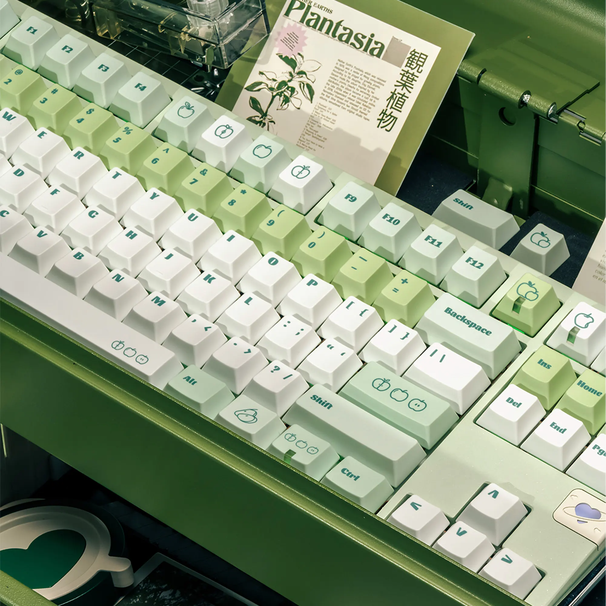Green Apple Paradise PBT Dye-Sublimation Custom Keycaps for MX Mechanical Keyboards DIY