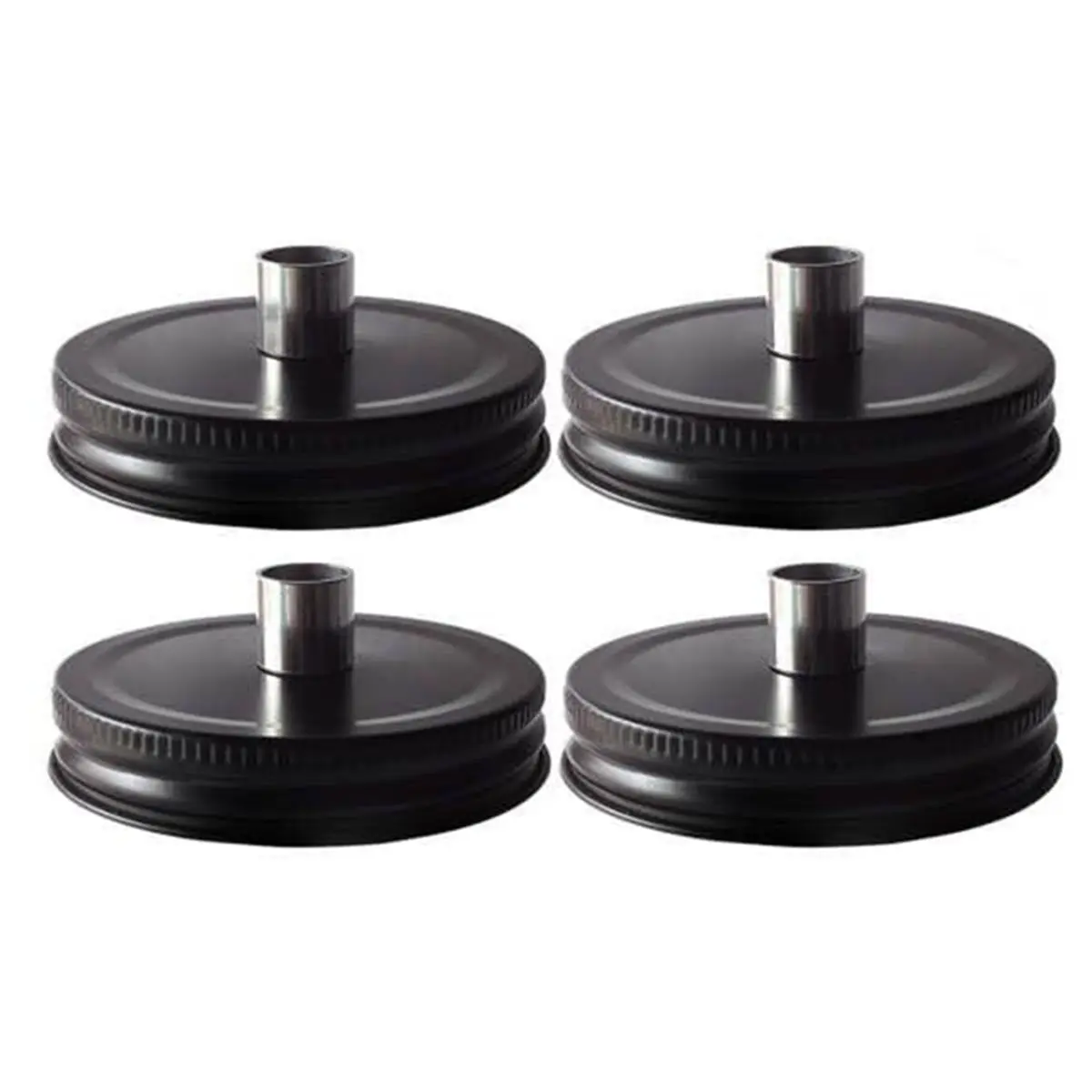 Time Saving 4pcs Jar Tabletop Torch Kit with Fiberglass Wicks, Stainless Steel Lids, and Outfire Caps