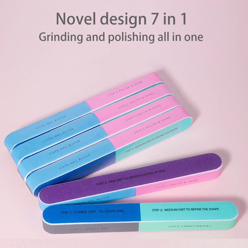 3/5/7/10 قطعة ملف الأظافر سبعة جوانب أدوات تلميع مانيكير باديكير الملفات المهنية مسمار الفن الرملي عازلة كتلة أدوات الأظافر #1