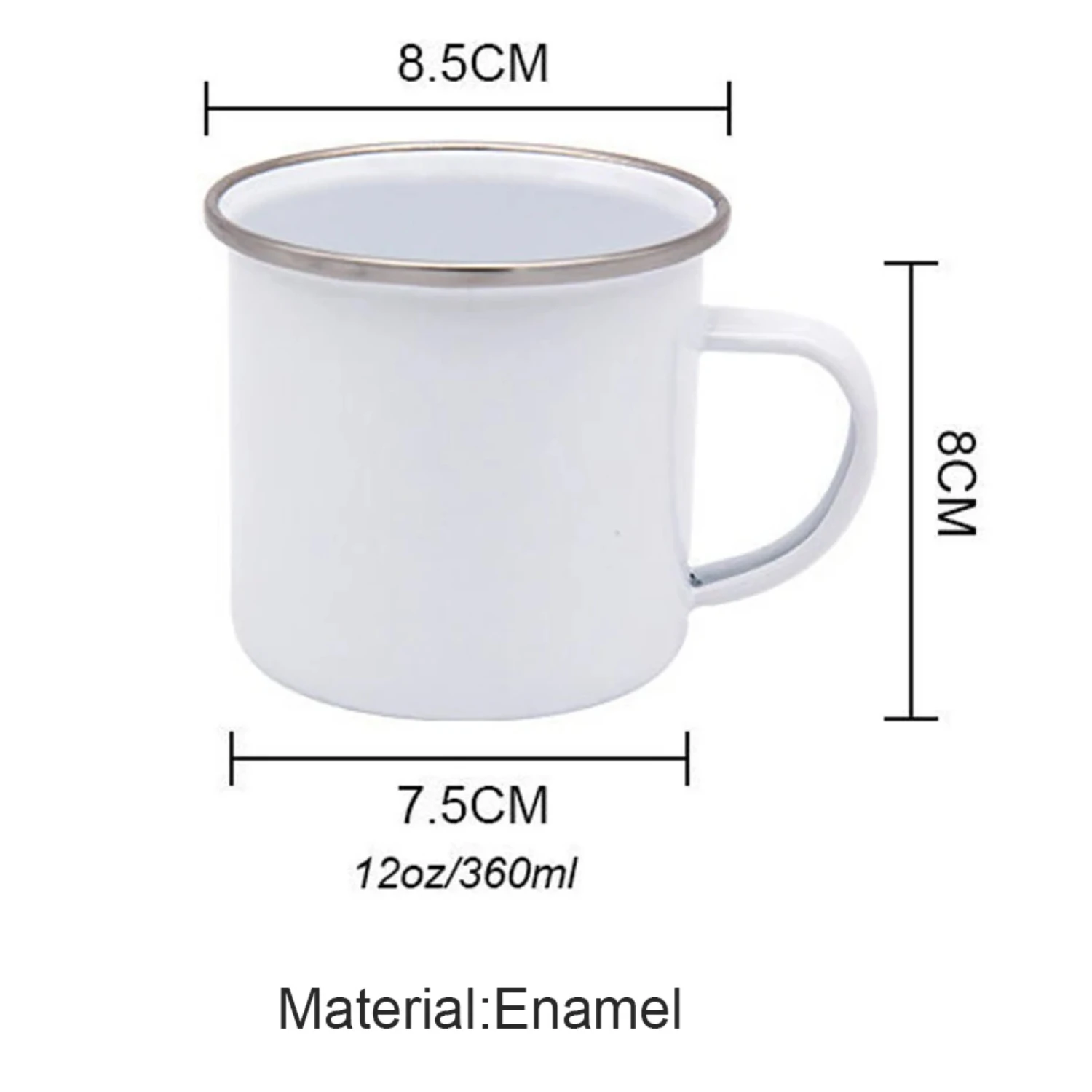 Creative Camping Enamel Mug - Are Waiting for You to Print Your Personal Touch! Handle for Easy Handling - Perfect for Coffee, T